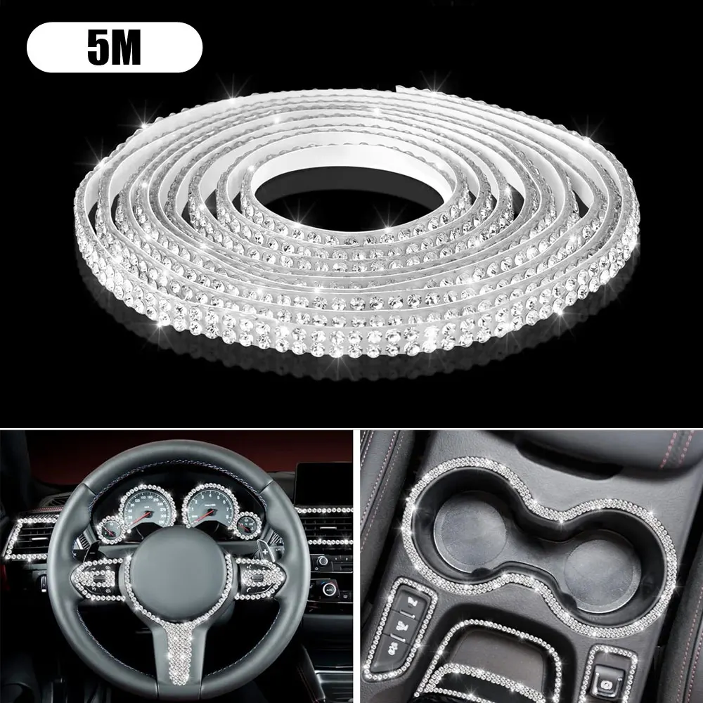 

1pc Car Self Adhesive Crystal Rhinestone Ribbon Bling Crystal Sticker Adhesive Rhinestone Trim Tape Diamond Ribbon Rhinestones