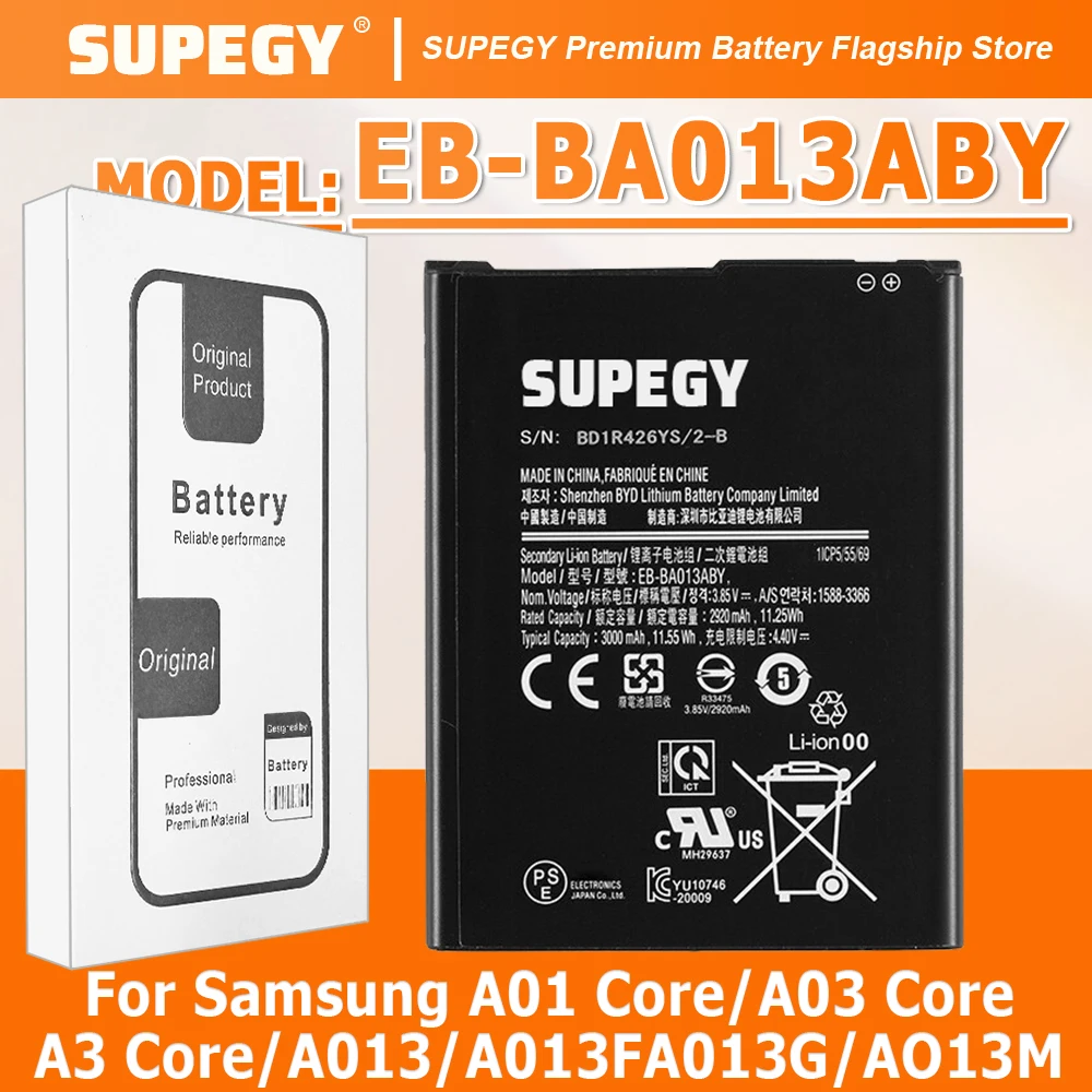 

SUPEGY 100% новая высококачественная батарея EB-BA013ABY для мобильных телефонов Samsung A01 Core/A03 Core/A3 Core/A013/A013FA013G/AO13M