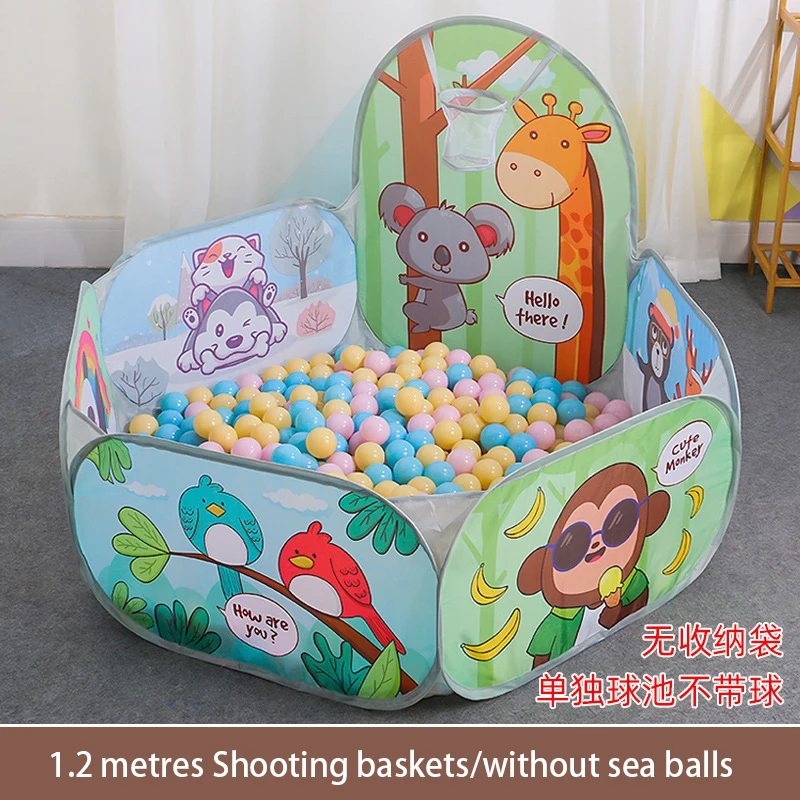 Namiot dla dzieci 120 cm, domek do zabawy, składany kojec, plac zabaw, namiot dla niemowląt, basen z piłeczkami z koszykiem do koszykówki, przenośna zabawka do użytku wewnątrz i na zewnątrz.