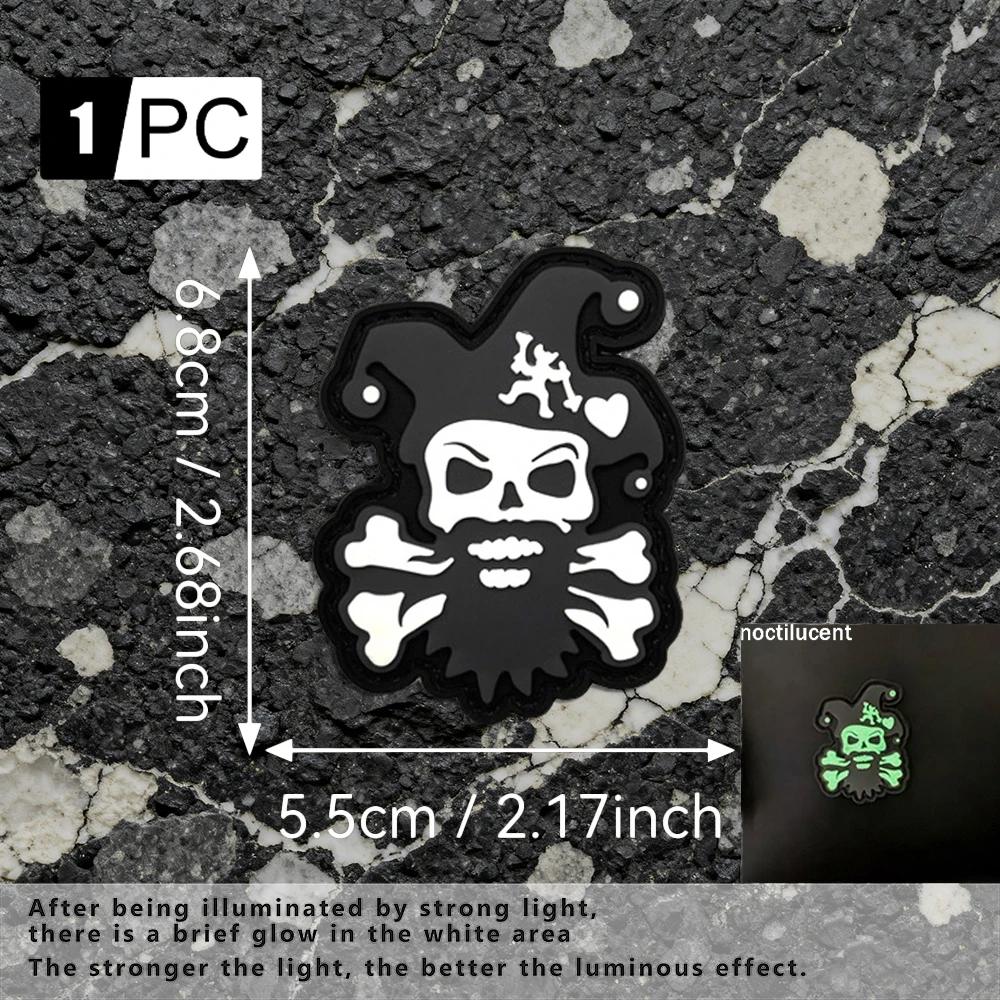 광대 해골 PVC 스티커 패치, 부드러운 고무, 야광 - Embroidery Effect 리뷰 및 가격