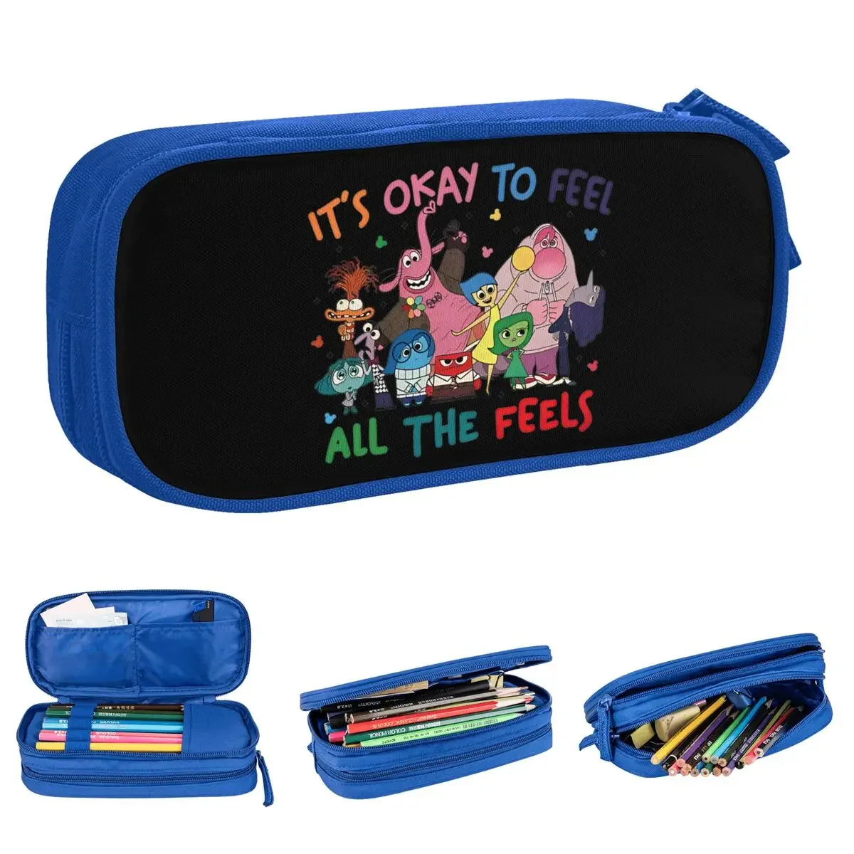 New Today I Feel All The Feels Insides-Outs Pencil Cases Cartoon Pencil Box Pen for Student Large Storage Bag Office Stationery