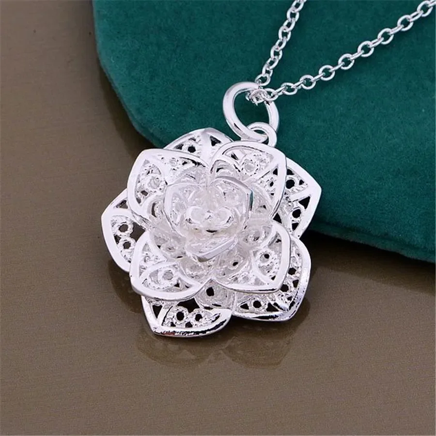 925 Sterling Silver charm Flowers Pendant Necklace For Women Luxury Fashion Party Wedding Accessories Jewelry Christmas Gifts