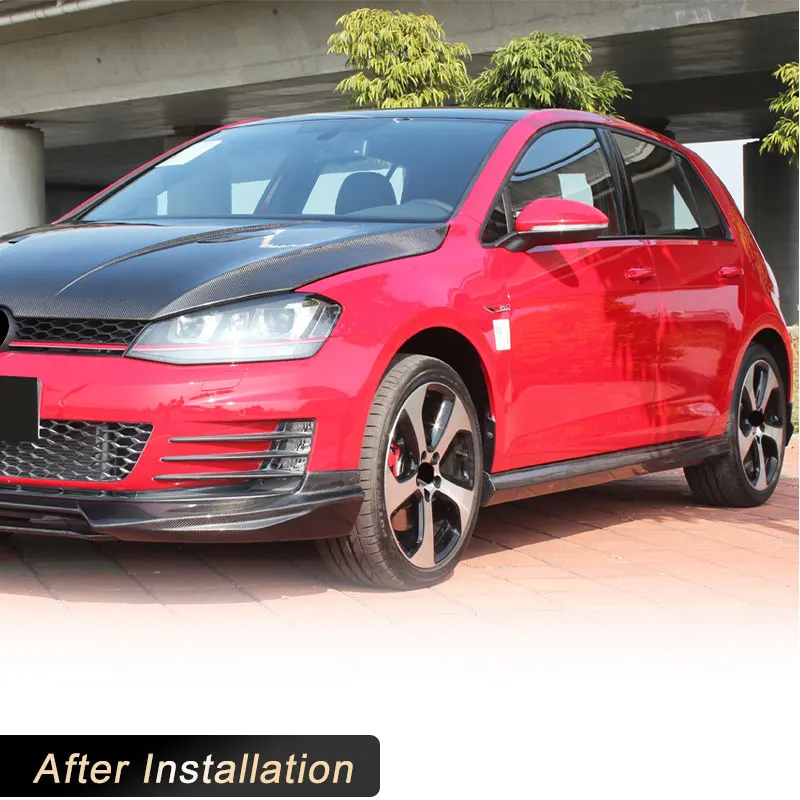 Car Side Skirts Extensions for Volkswagen VW Golf MK7 GTI Only 2014-2017 Side Bumper Apron Lips Body Kits Carbon Fiber FRP view 3
