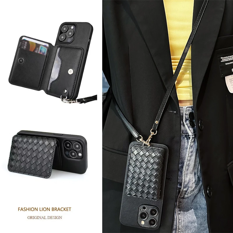 

Card Slot Holder Adjustable Lanyard PU Leather Cover for OPPO FINDX8PRO X8 X7PRO X5 X6 X3 X2PRO X5PRO Crossbody Wallet Phone Cas