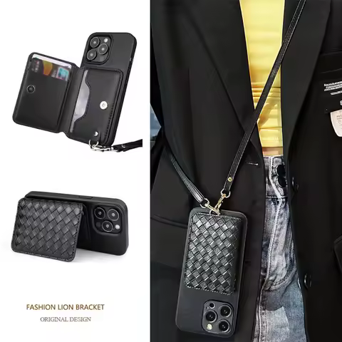 Card Slot Holder Adjustable Lanyard PU Leather Cover for Samsung Galaxy A21S A30 22 25 Crossbody Wallet Phone Case Hot soll