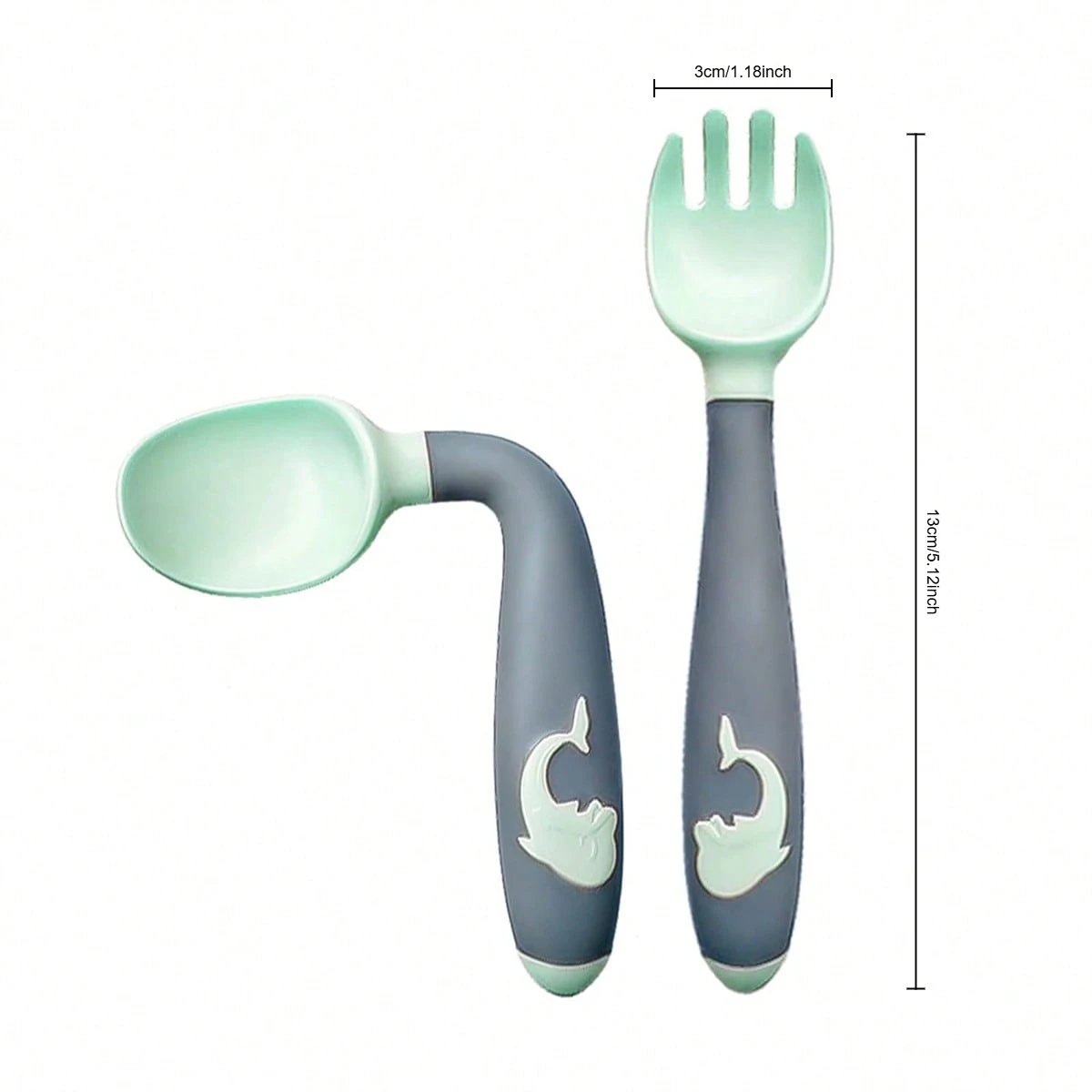 2-Piece Children's Dining Set Flexible Spork And Fork 360 Rotating Design Feeding And Training Fork with Storage Box