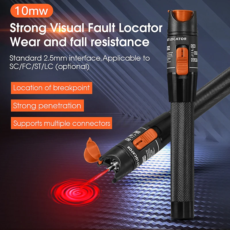 FTTH Fiber Optic Cable Tester Pen 1/10/20/30/50mw Visual Fault Locator SC/FC/ST 2.5mm Interface VFL 5-50Km Range