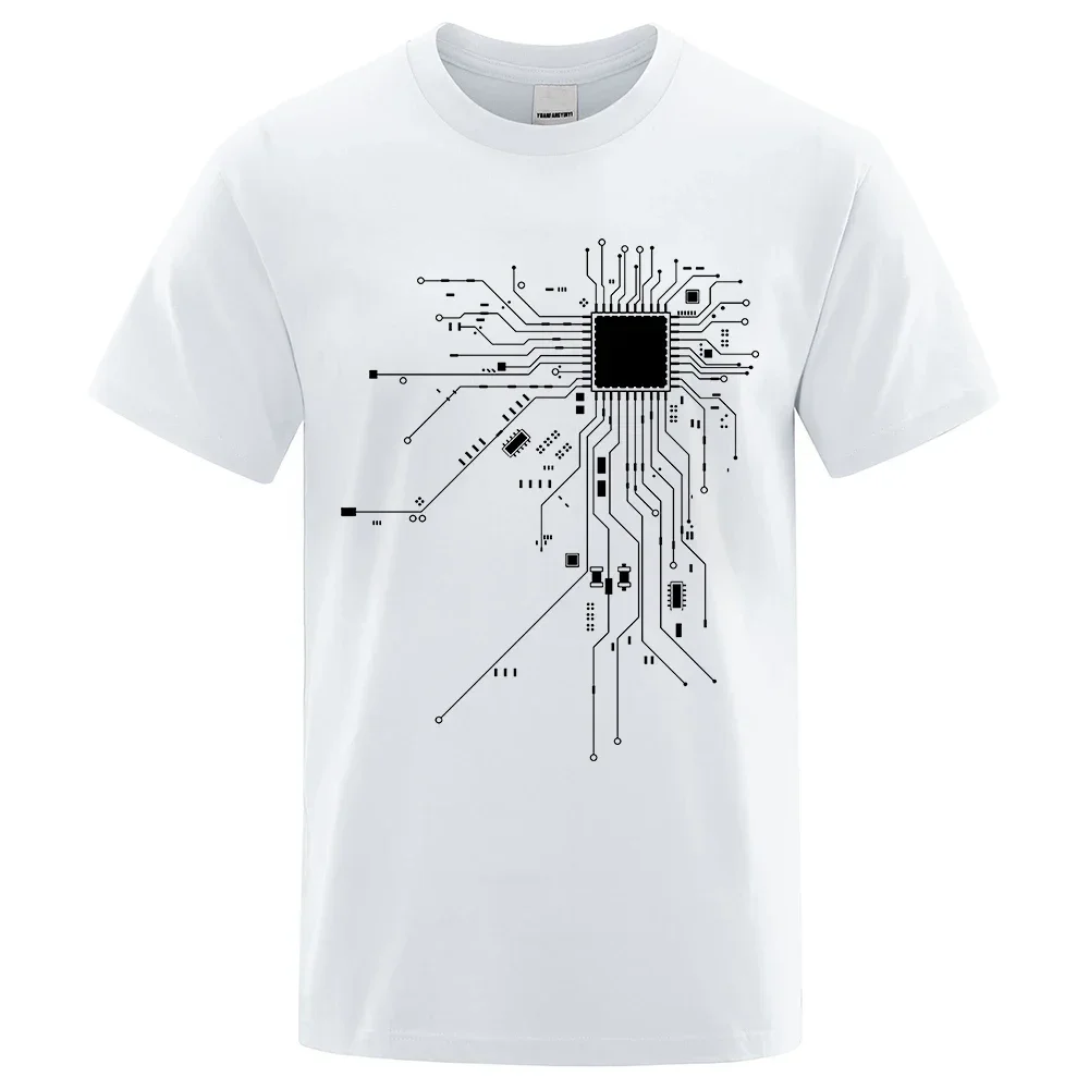 Men's Funny Tops Fashion Tees Homme Brand Unisex Clothes C99 CPU Processor Circuit Diagram T Shirt Men Summer Cotton T-shirt