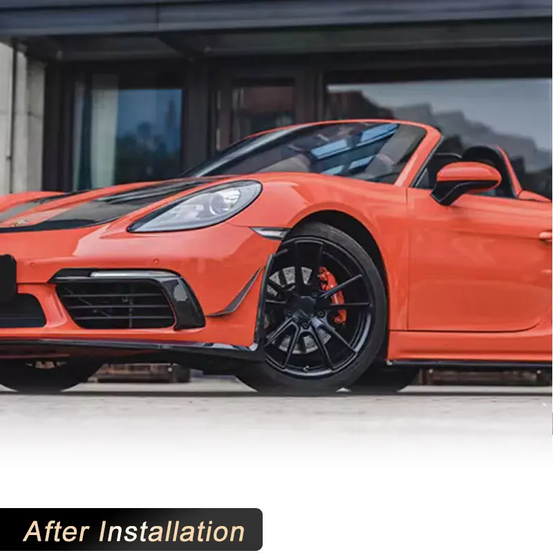 Prepreg Dry Carbon Front Bumper Canards for Porsche 718 Boxster Cayman 982 2016-2021 Racing Car Front Canards Fins Body Kits