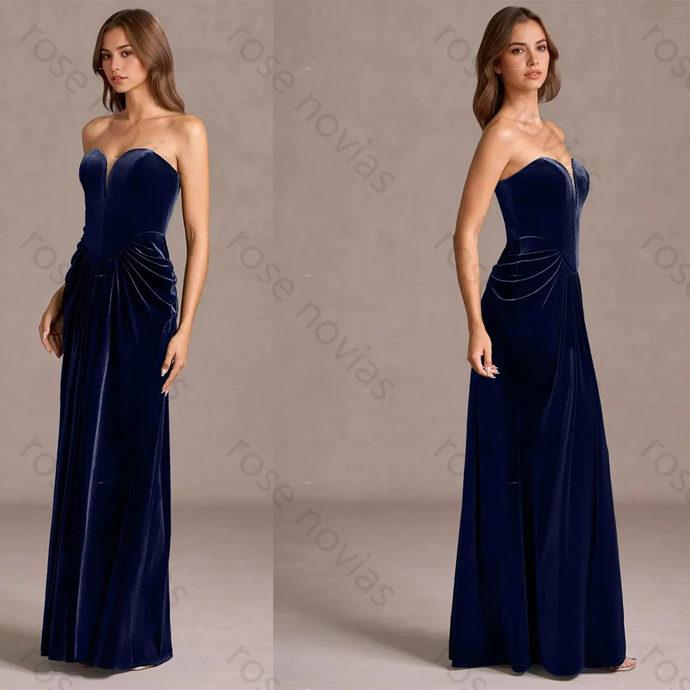 

Customized Blue High Quality Velour Evening Dress Sweetheart for Floor-Length A-Line Pleat for Formal Evening Vestidos De Fiesta