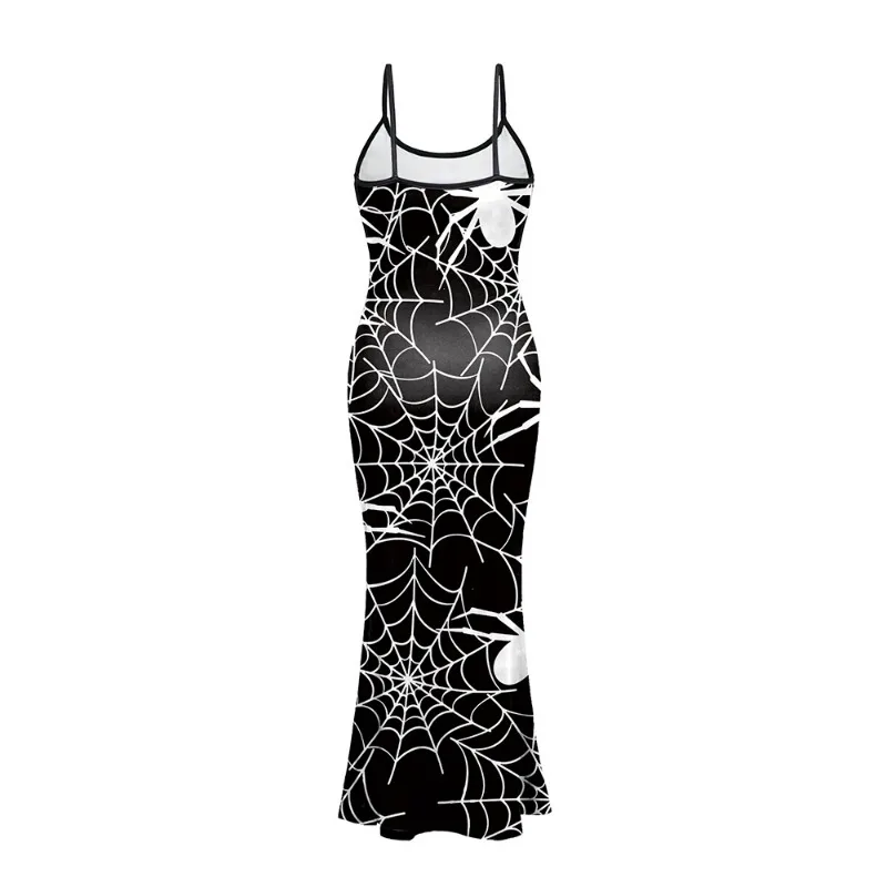 Vestido largo sin mangas con espalda descubierta para mujer, traje Sexy con abertura alta, estilo Punk Grunge, Vintage