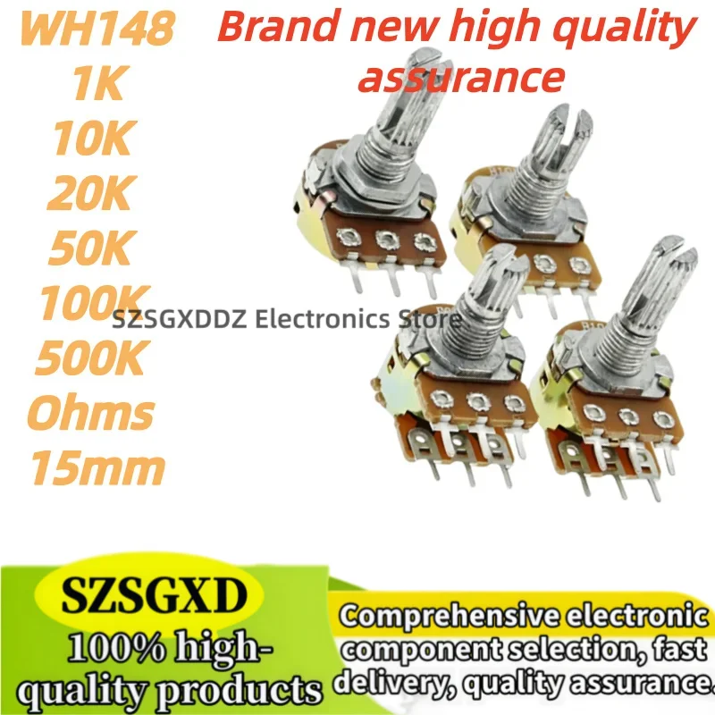 5 Sets WH148 1K 10K 20K 50K 100K 500K Ohm 15mm Brand new high quality assurance Wearing AG2 white cap