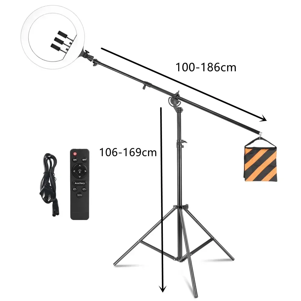 SH 45cm 18 Zoll Ringlicht mit Stativ, USB-Ladefunktion, dimmbare LED-Selfie-Lampe, Fotolicht für Fotostudio