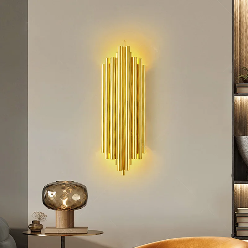 

Metal Wall Lamp Nordic Modern Minimalist Light Luxury Background Aisle Staircase Living Room Bedroom Bedside Lighting