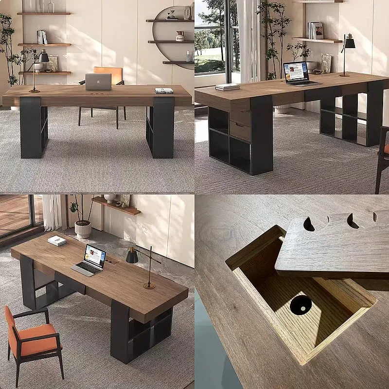 Italian Minimalist Solid Wood Office Desk Computer Desk Modern Simple Home Study High-End Work Desk