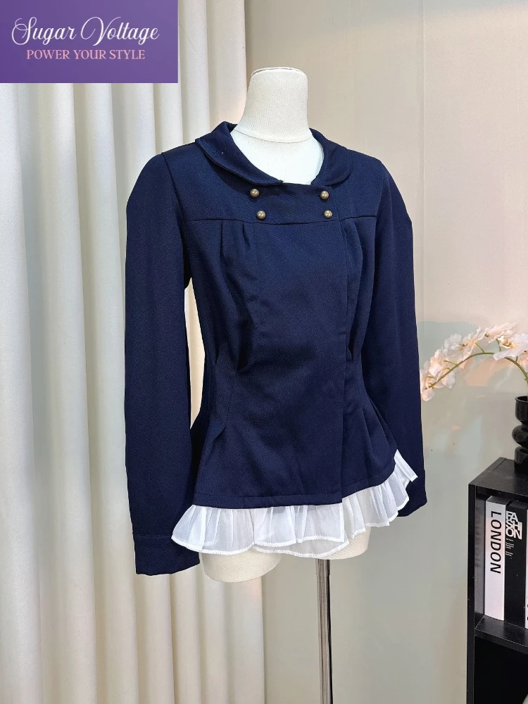 

Осенние корейские модные винтажные элегантные ковбойские топы, женские тонкие двубортные рубашки с длинными рукавами, офисная женская повседневная однотонная блузка