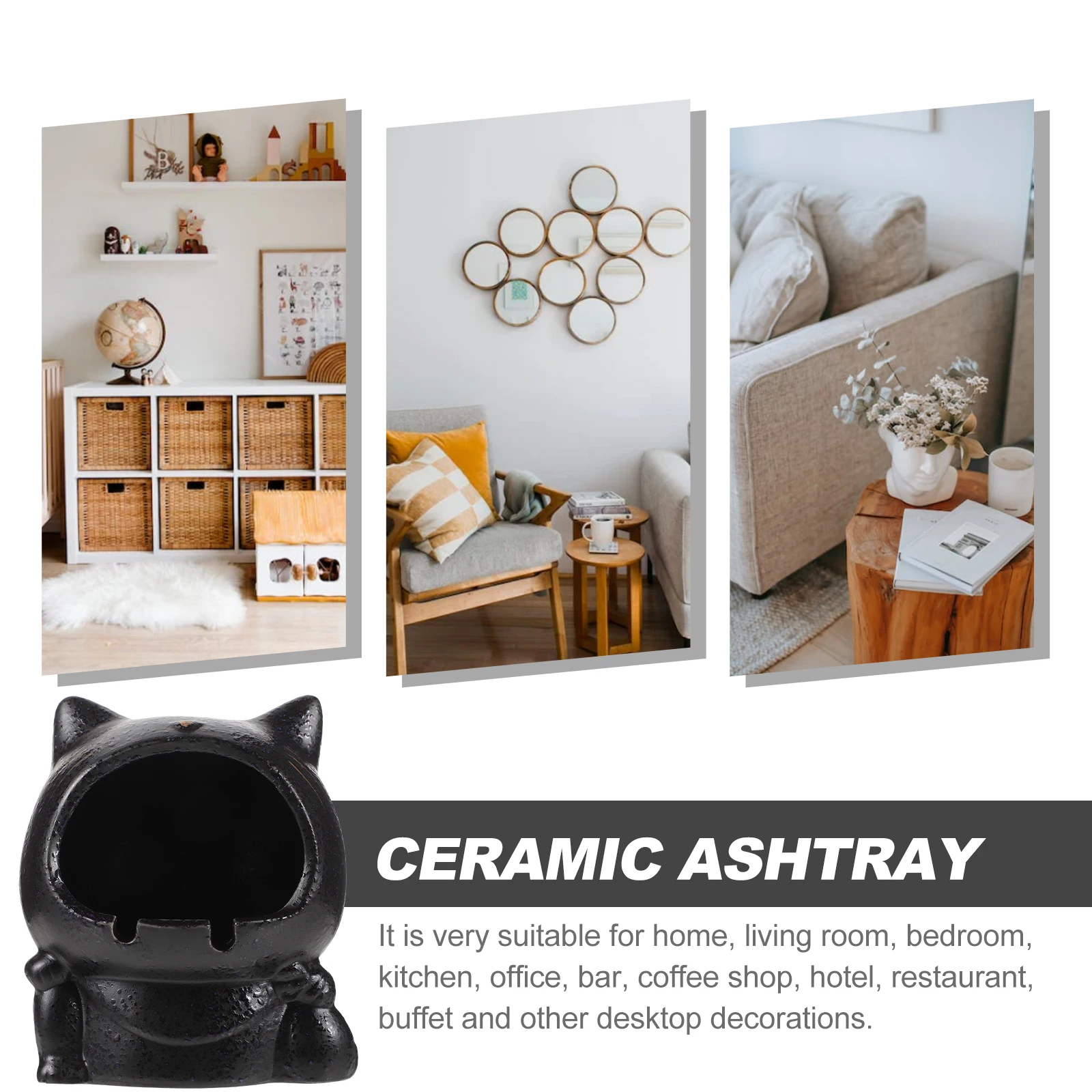 

Creative Ceramic Shape Cartoon Style Durable Home Office Decor Gift Cat Ceramic Cigarette Ashtray Cartoon Cat Adornment