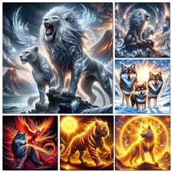 Flying Lion Wolf Diy Diamond Painting New 2025 Animals Picture Of Rhinestone Full Diamonds Cross Stitch Animals Home Decor Art