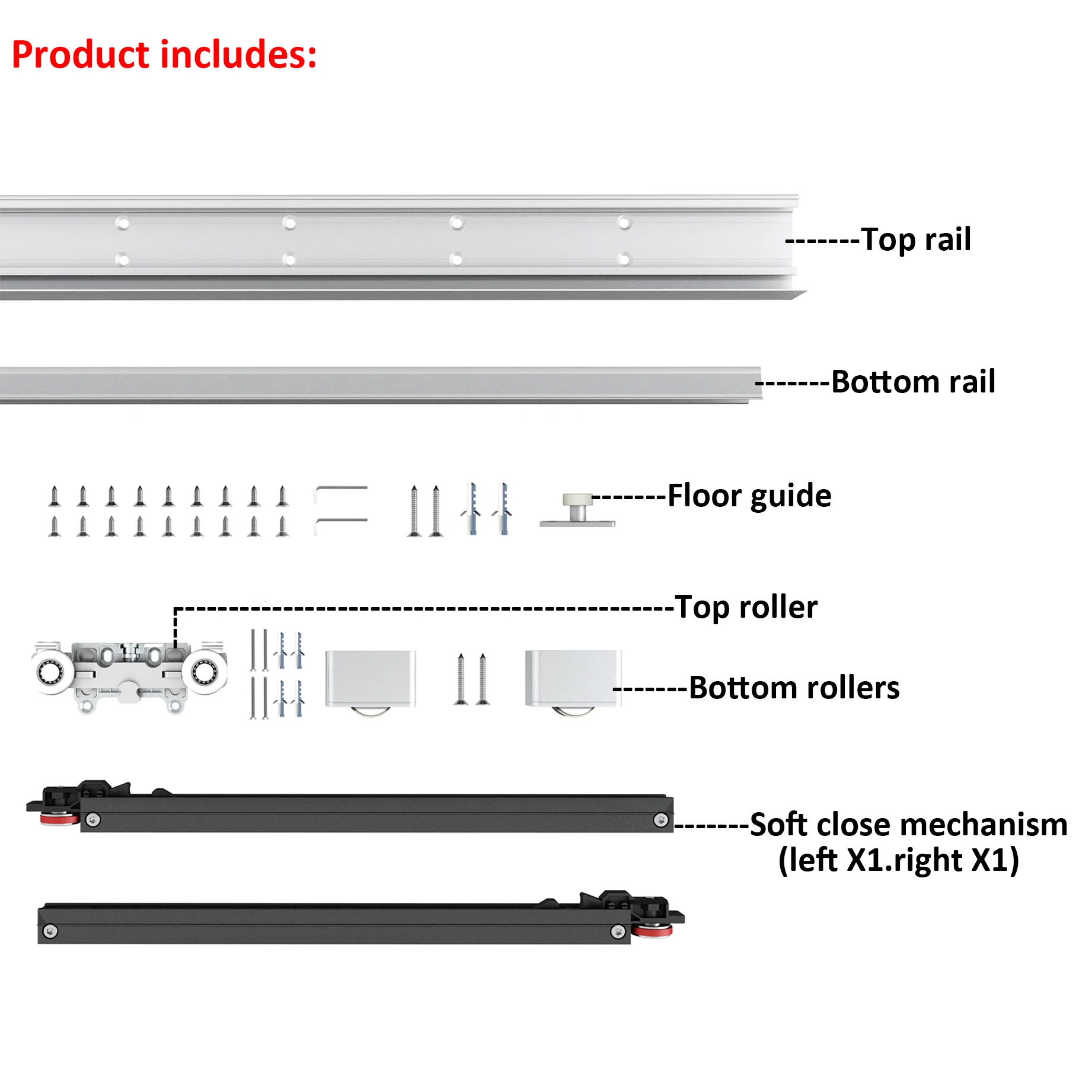 Concealed Sliding Barn Door Hardware Soft Closing Interior Wall Mount Floating Back Hidden Sliding Rail,No Floor Rail