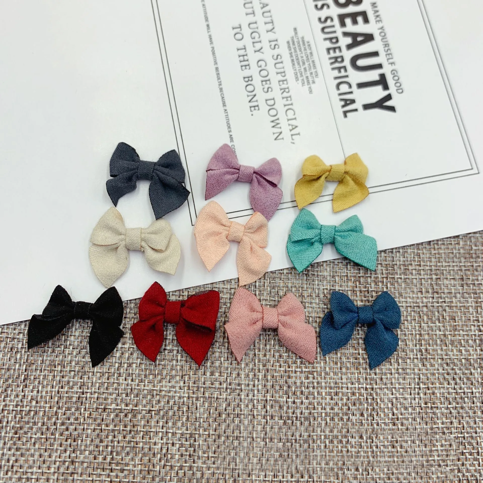 25Pcs 2.5cm Mini Colorful Fabric Bow Satin Ribbon Bowknot For DIY Girl Hairpins Garment Embellishment Crafts Clothing Accessorie