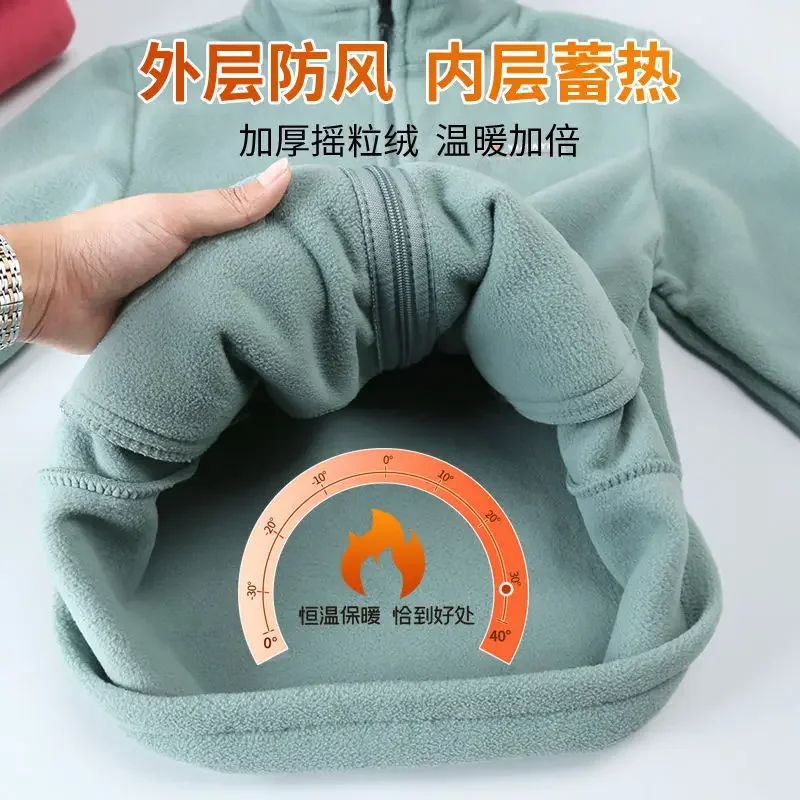 Dámský kardigan, svetr, plyšový, zesílený, stojáček, chladuvzdorný, teplý, oboustranný, polar fleece, volné kapsy na zip - náhled 5