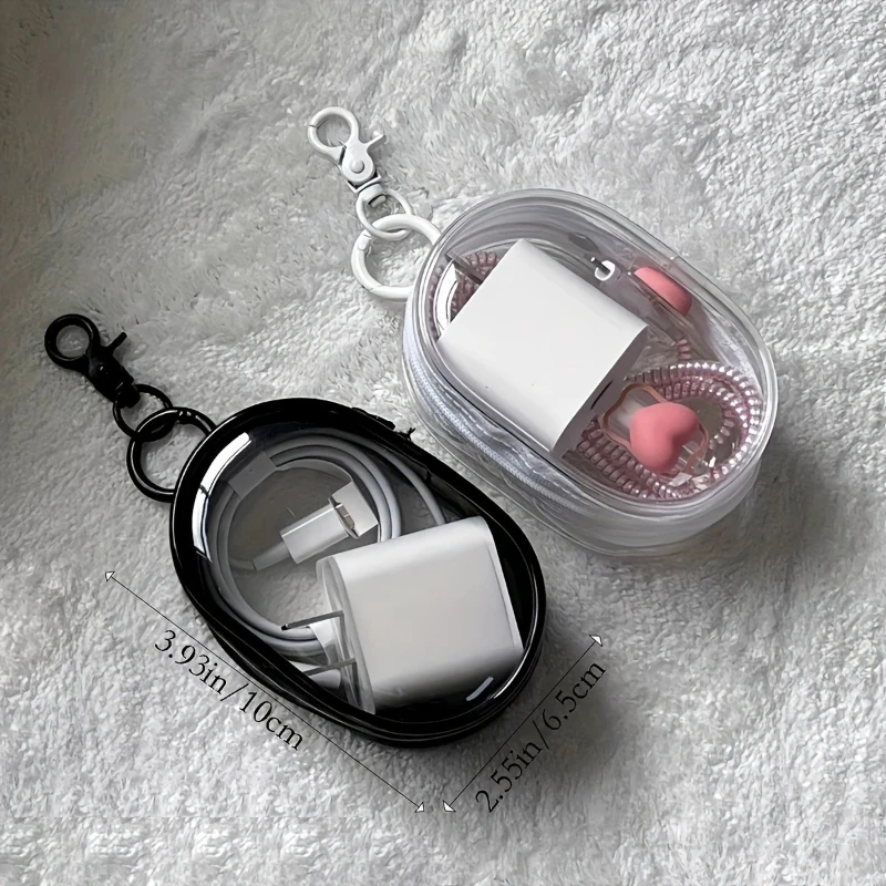 Portable Transparent Cable Storage Bag Hard Shell Digital Organizer Case for Data Line Earbuds Charger Travel Carry Pouch