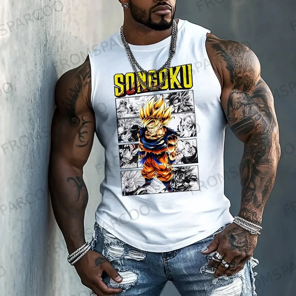 

Мужская спортивная и повседневная свободная летняя модная хлопковая майка с принтом персонажа аниме Dragon Ball Гоку