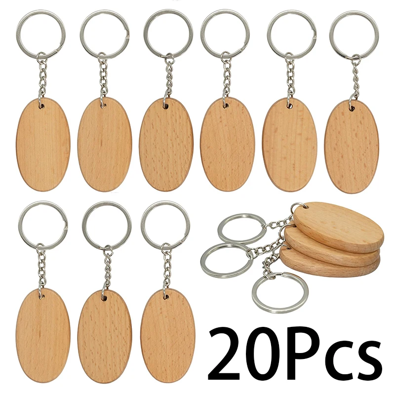 

20Pcs Wooden Keychain Wood Keychain Blank Wood Keychain Key Chains key ring