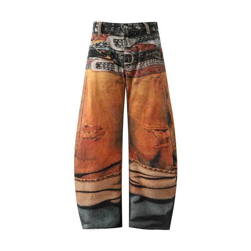 

Digital Print Jeans Hip Hop Men Baggy Denim Jeans Y2k Male New Fashion Bottoms Wide Leg Summer Straight Trousers