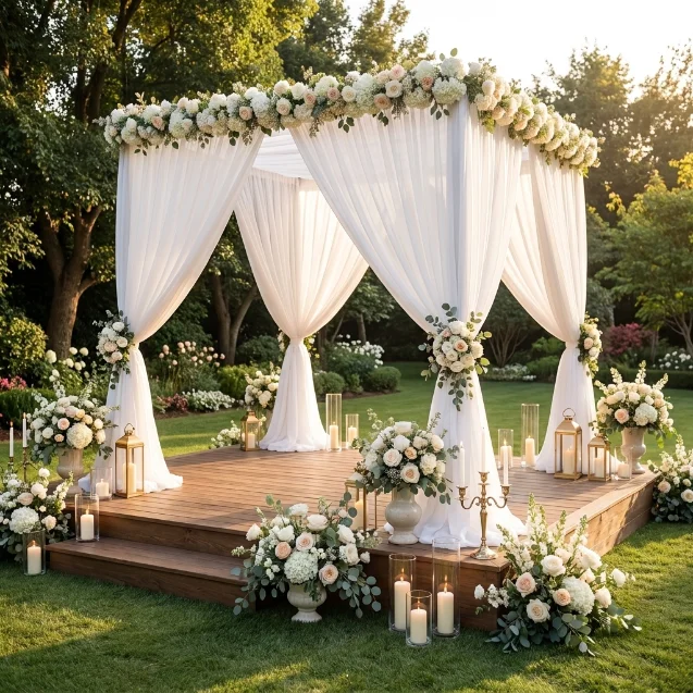 Rust‑Resistant Aluminum Wedding Arch Kit, Ceremony Backdrop Frame, Outdoor Garden Canopy for Anniversary Photo Booth Party Event