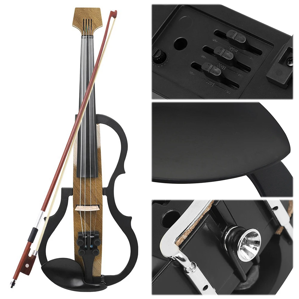 4/4 Violin Full Size Set Silent Electric Violin Electric Fiddle Starter Set Stringed Instruments for Beginners Adults Teens