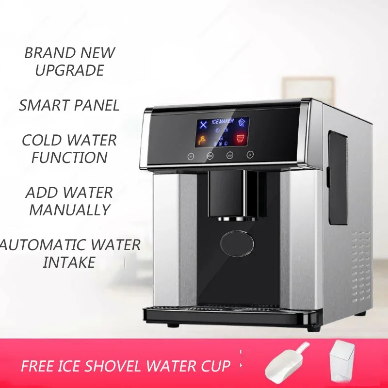 Mesin pembuat es batu otomatis komersial 15kg/24 jam, mesin pembuat es batu bulat peluru listrik portabel untuk rumah tangga