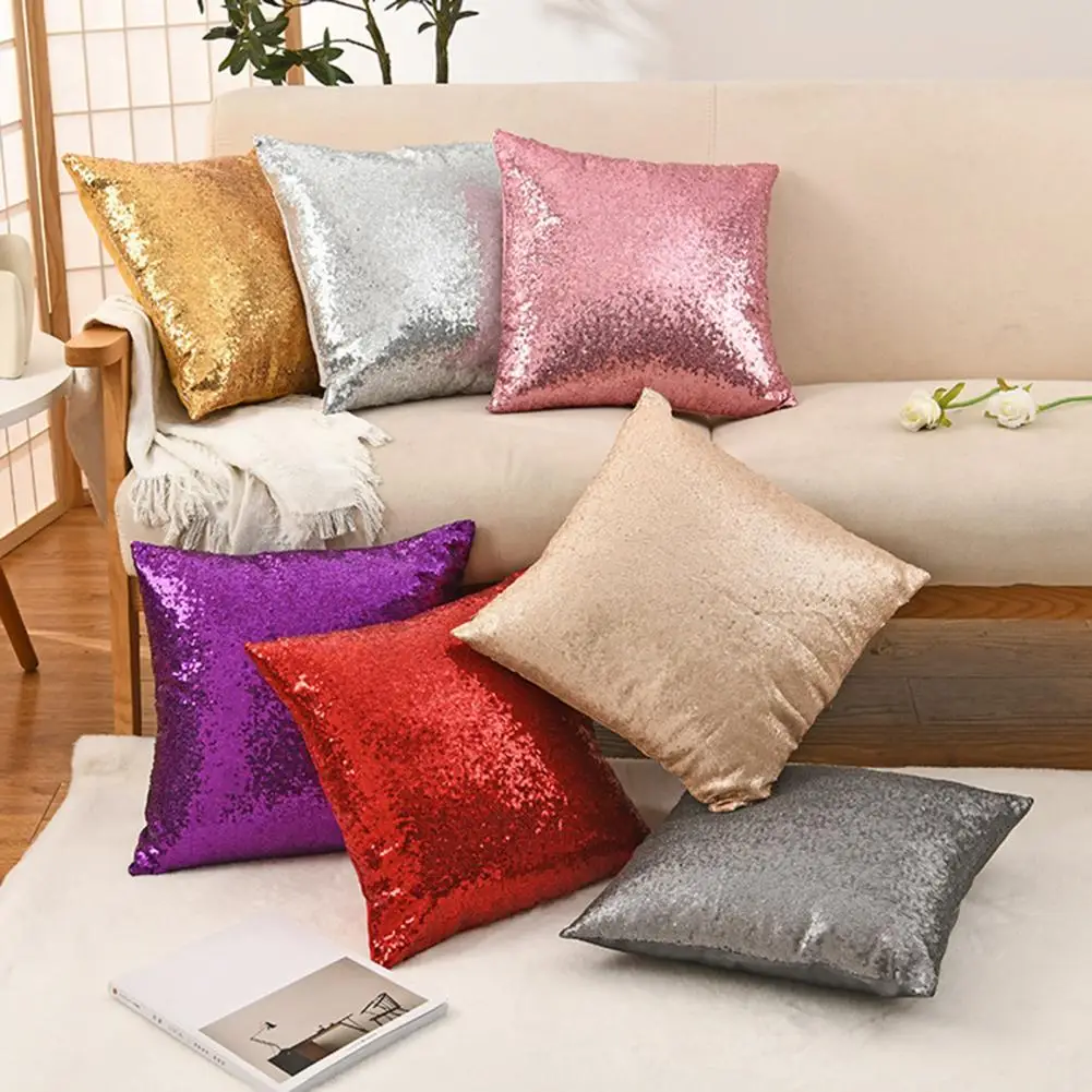 Washable Pillow Cover Sequin Pillowcase Decorative Cushion Cover Sparkling Throw Pillow for Sofa Bedroom Office Modern Farmhouse