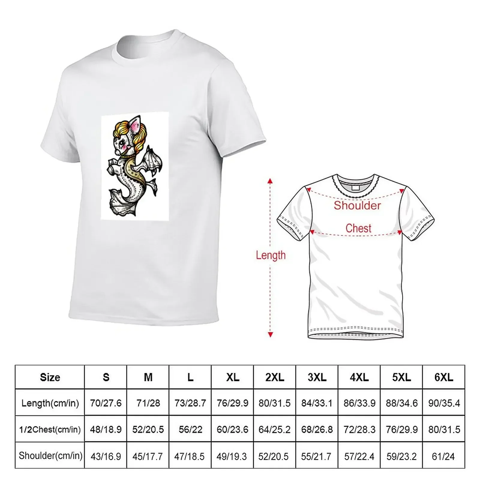 Mermaid Bat Seahorse Traditional Tattoo Flash T-Shirt tees quick drying mens champion t shirts