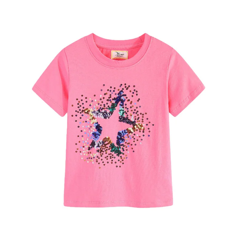 

Футболки с короткими рукавами для девочек Jumping Meters, детские футболки, топы, детский костюм, рубашка, летняя одежда, новый дизайн от 2 до 7 лет