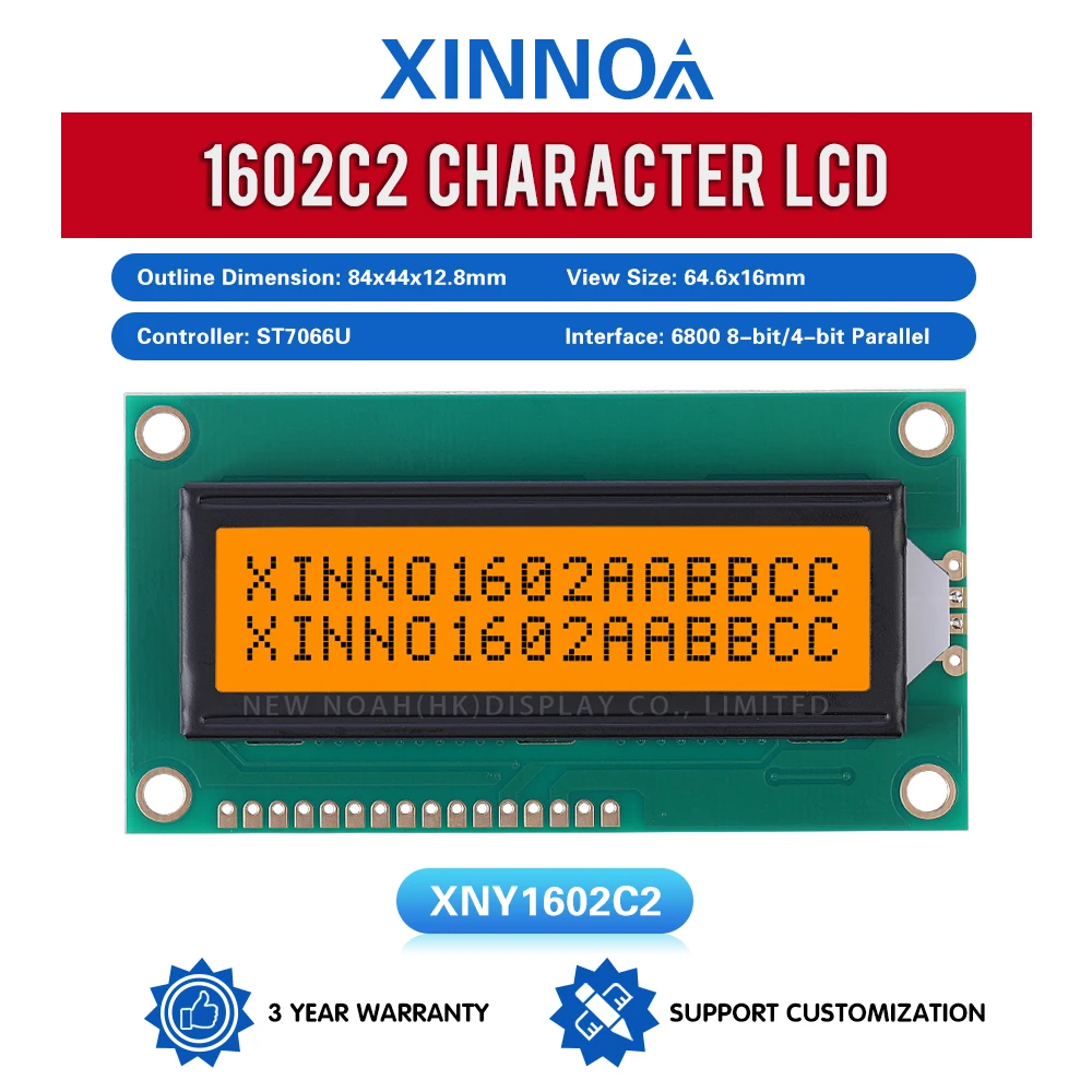 Orange Light Black Letters 1602C2 LCD Module 1602 LCD 16*2 Industrial Control Controller ST7066U Built In ST7066U Controller