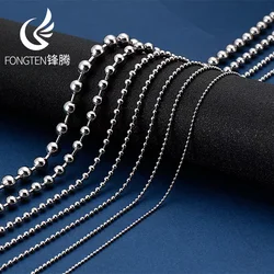 Simple Link Chain DIY Long Necklaces For Men Silver Color Stainless Steel Balls Men Collar Choker Hip Hop Male Jewelry Wholesale