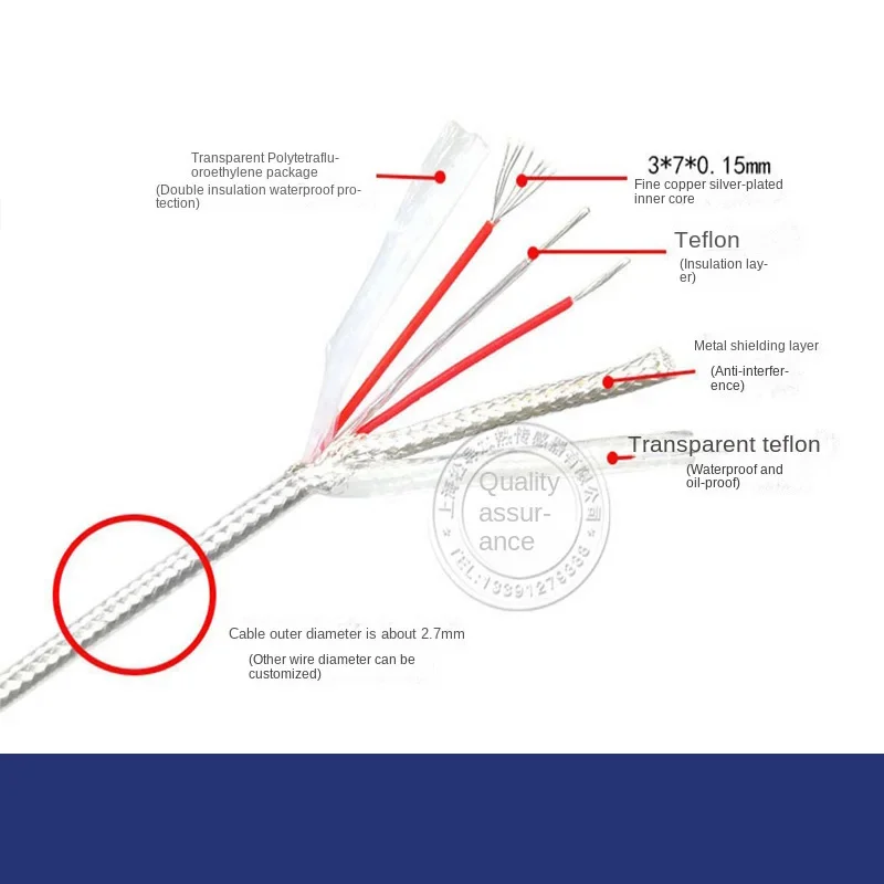 NTC/PT100/PT1000 クラスA 温度センサー 4X100mm ニードルチップ ワイヤシールドケーブル 1-8m メートル 食品グレード ステンレス鋼 SUS304