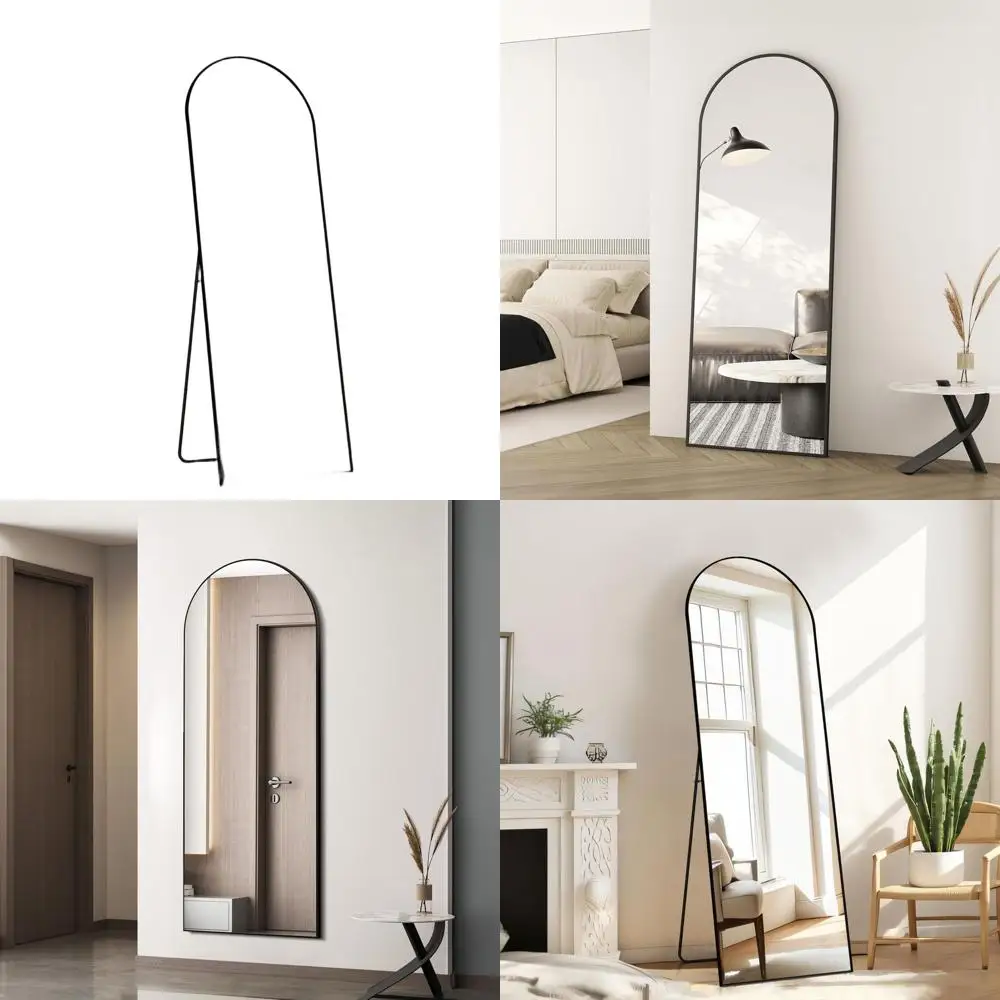 

63.5 Tall Floor Standing Full Length Mirror, Black, for Home and Bathroom Decor