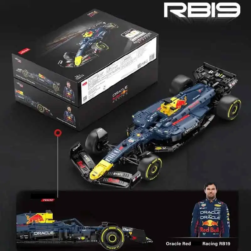 2509 sztuk R/C 1:8 Bull F1 RB19 cegły Super wyścigi F1 formuła klocki Model architektoniczny samochodu zabawki chłopiec prezent