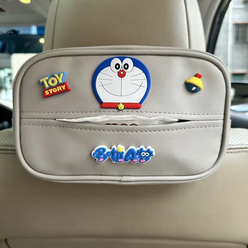 Doraemon internet celebrity car tissue box, rear row cartoon creative cute car hanging women's armrest box, cardboard box