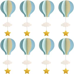 8/4 Pcs Pastel Blue Large Size Hot Air Balloon Garland Decor Paper Cloud Hot Air Balloon Hanging Birthday Baby Shower Decoration