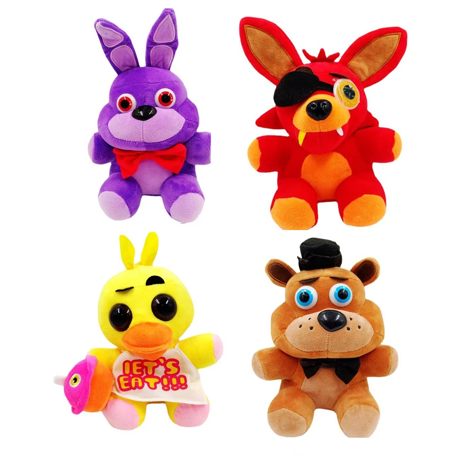 

4 шт./лот, 25 см, популярные животные, бурый медведь, утка, лиса, плюшевые игрушки, сумка, очаровательные украшения для детей, подарки