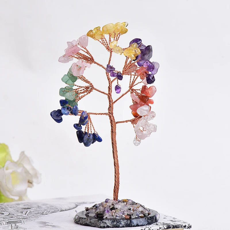 1 pz cristallo naturale albero dei soldi ghiaia esemplare pietra Feng Shui ornamenti albero della vita figurine e agata fetta Stand decorazioni per