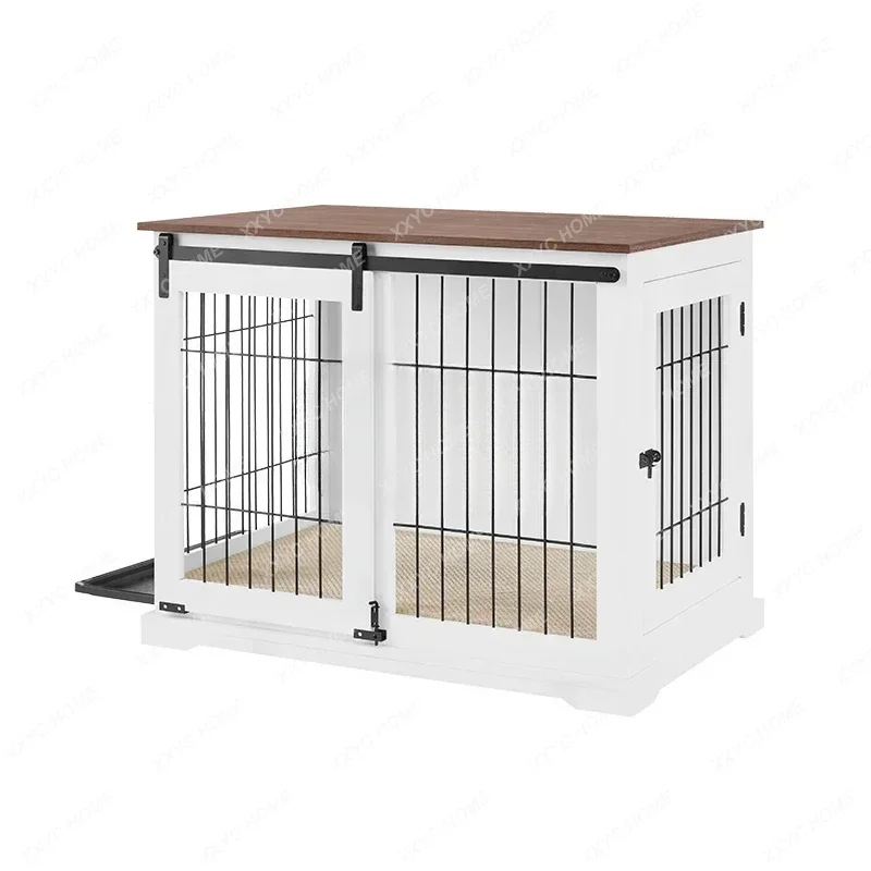 A Sliding Door Dog Cage High-end Furniture Wind Pet Cage Medium And Large Dog House For Side Herding Golden Retriever