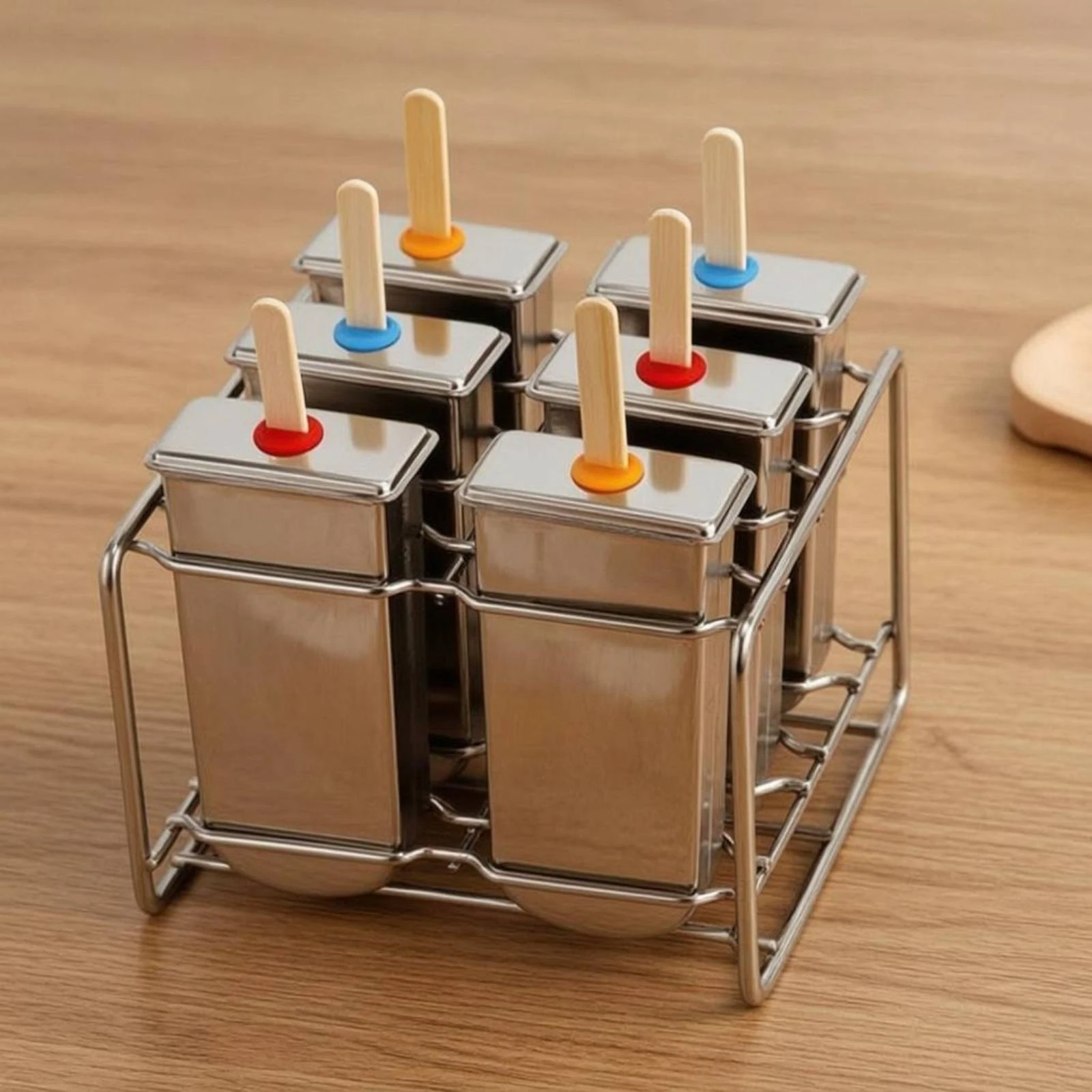 Stainless Steel Ice Frozen Treat Mold Bisphenol A-Free Complimentary 6 Cup Ice Frozen Treat Mold Chilled Dessert Tool Dishwasher