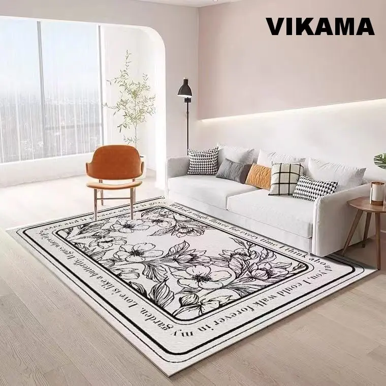 VIKAMA Imitated Cashmere Modern Simple Style Carpet Living Room Sofa Bedroom Floor Mat Non-slip Dirty Resistant Easy Care Rug