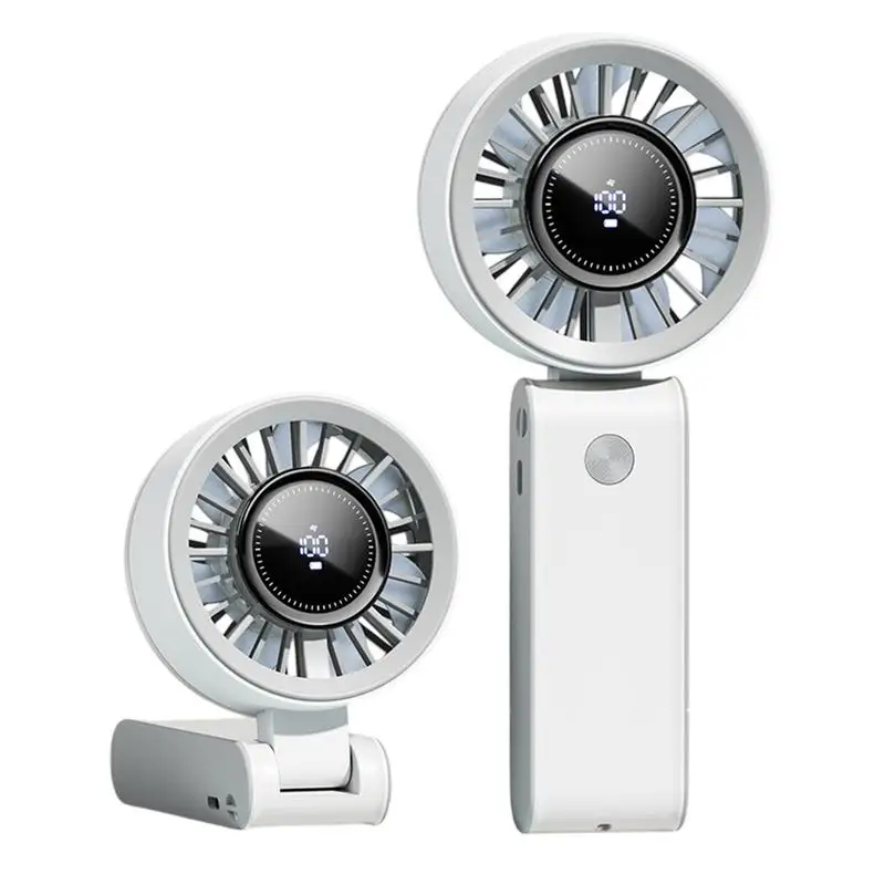 

Ручной вентилятор Портативный вентилятор для путешествий с 3-скоростным складным вентилятором для кондиционирования воздуха с цифровым дисплеем для кемпинга, пешего туризма, общежития