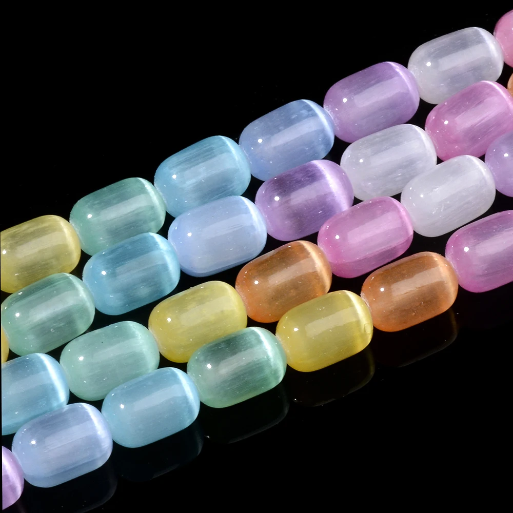 

Natural Rainbow Color Selenite loose bead Calcite Drum DIY bracelet necklace making