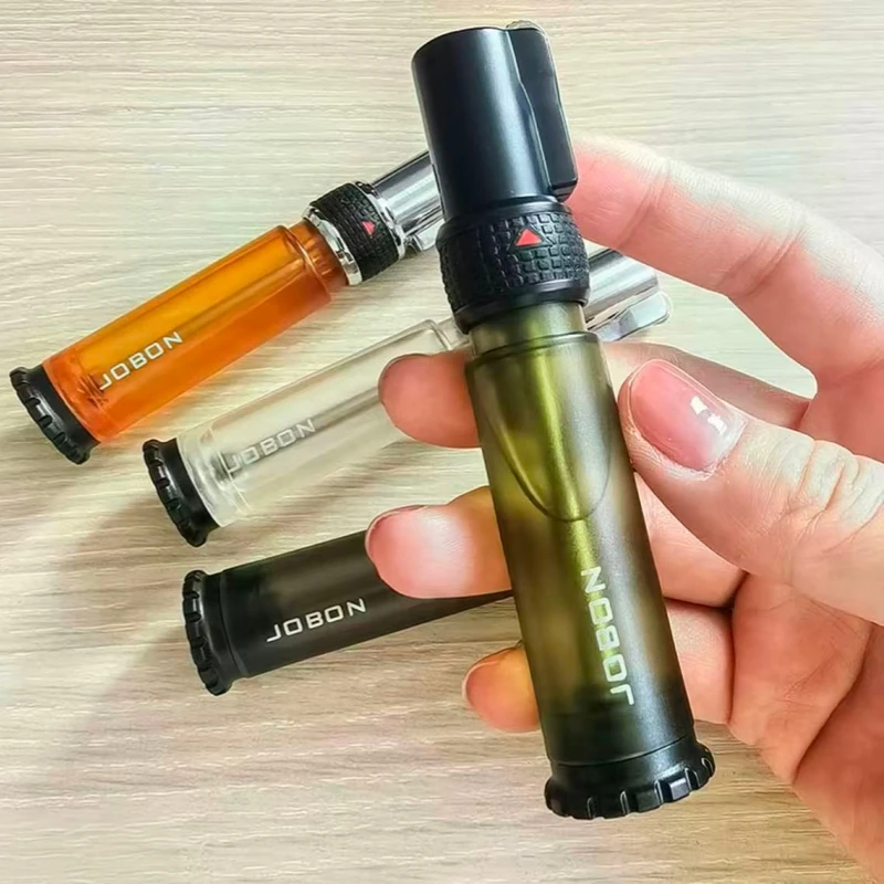 JOBON Metal Transparent Gas Chamber Straight Blue Flame Turbine Windproof Lighter Cigarette Accessories Men's Gift